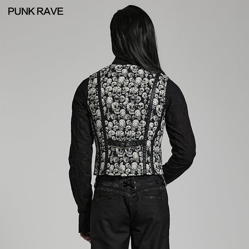 Goth Skull Pattern Waistcoat