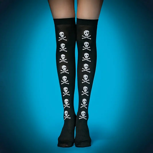Skeletal Elegance: Gothic Knee-Length Skeleton Stockings