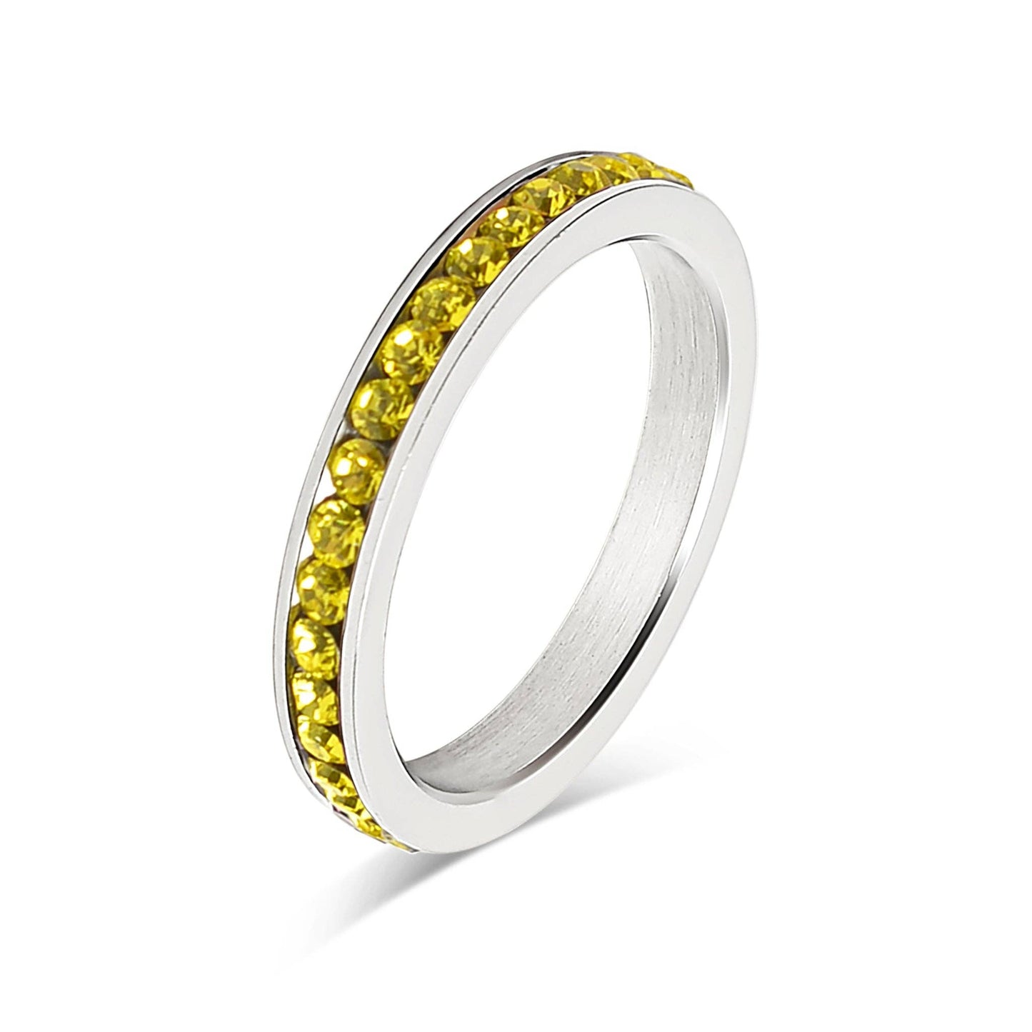 July-December CZ Eternity Stainless Steel Ring