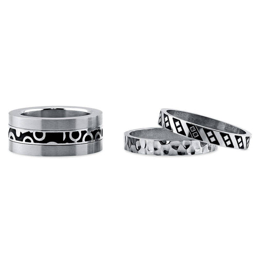 Stainless Steel Hammered Cocktail Band Ring