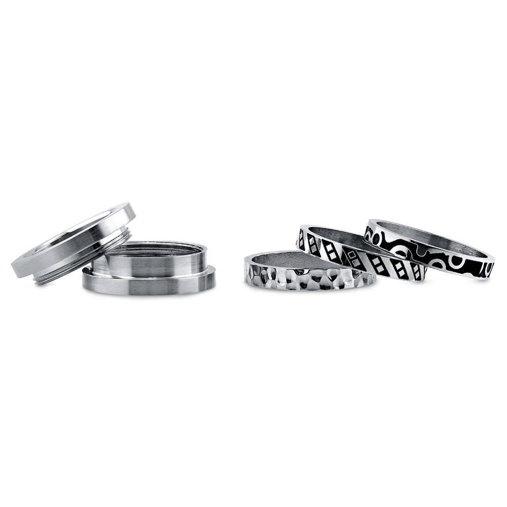 Stainless Steel Hammered Cocktail Band Ring