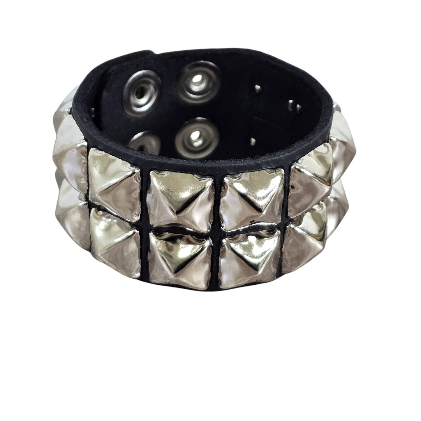Pyramid Studded Leather Snap Bracelet