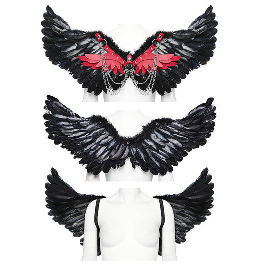 Vivid Demon Feather Wings Elastic Rubber Straps Artificial Feathers And Leather Feather Wing Harness