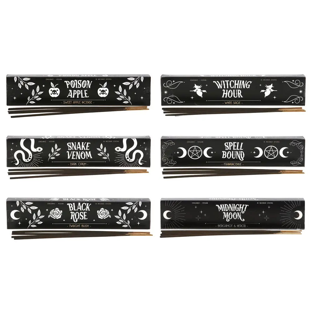 Set of 6 Midnight Rituals Gothic Incense Sticks