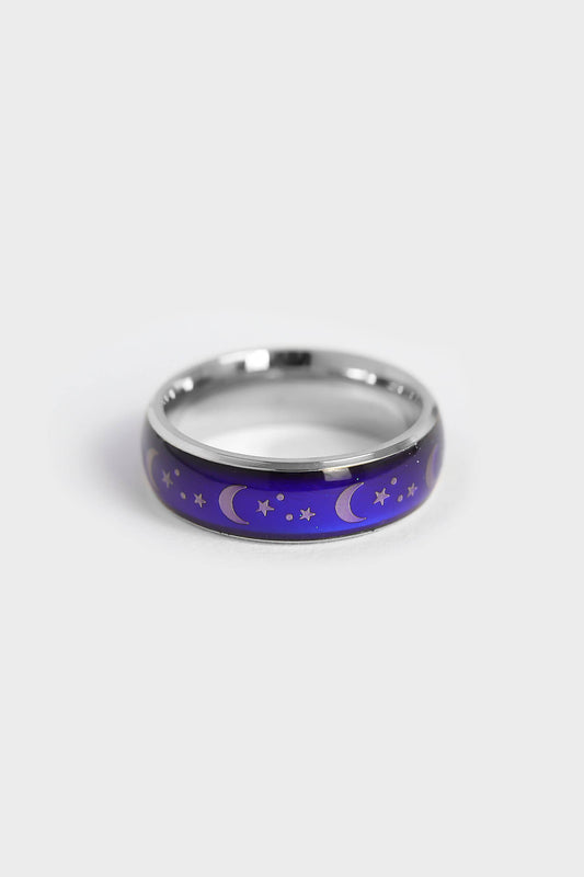 Mood Band With Stars And Moons Stainless Steel Ring