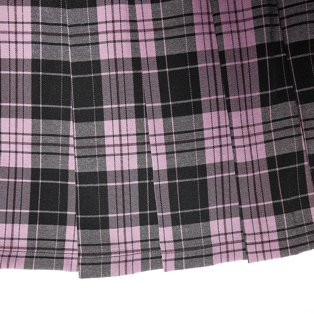 Sweet Cool Girl Playful Plaid Splicing Short Skirt