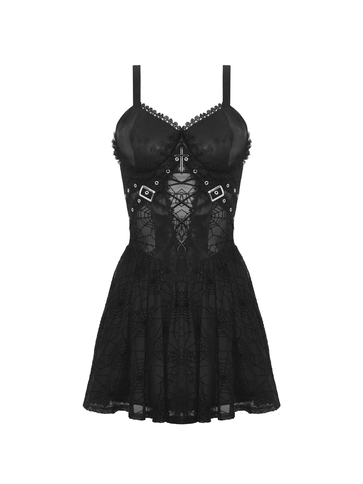 Punk Spider Mesh Sexy See Through Strap Dress