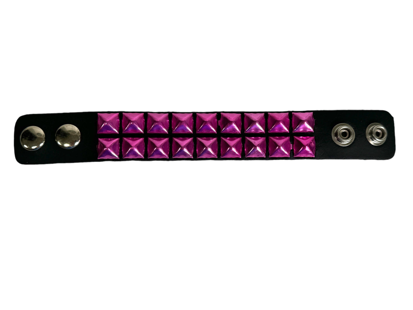 2 Row 1/2 in pyramid stud snap bracelet/ red