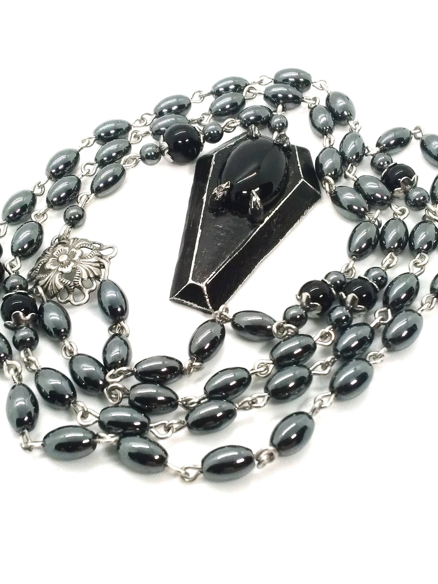 Shadowed Solace: Coffin Rosary with Onyx