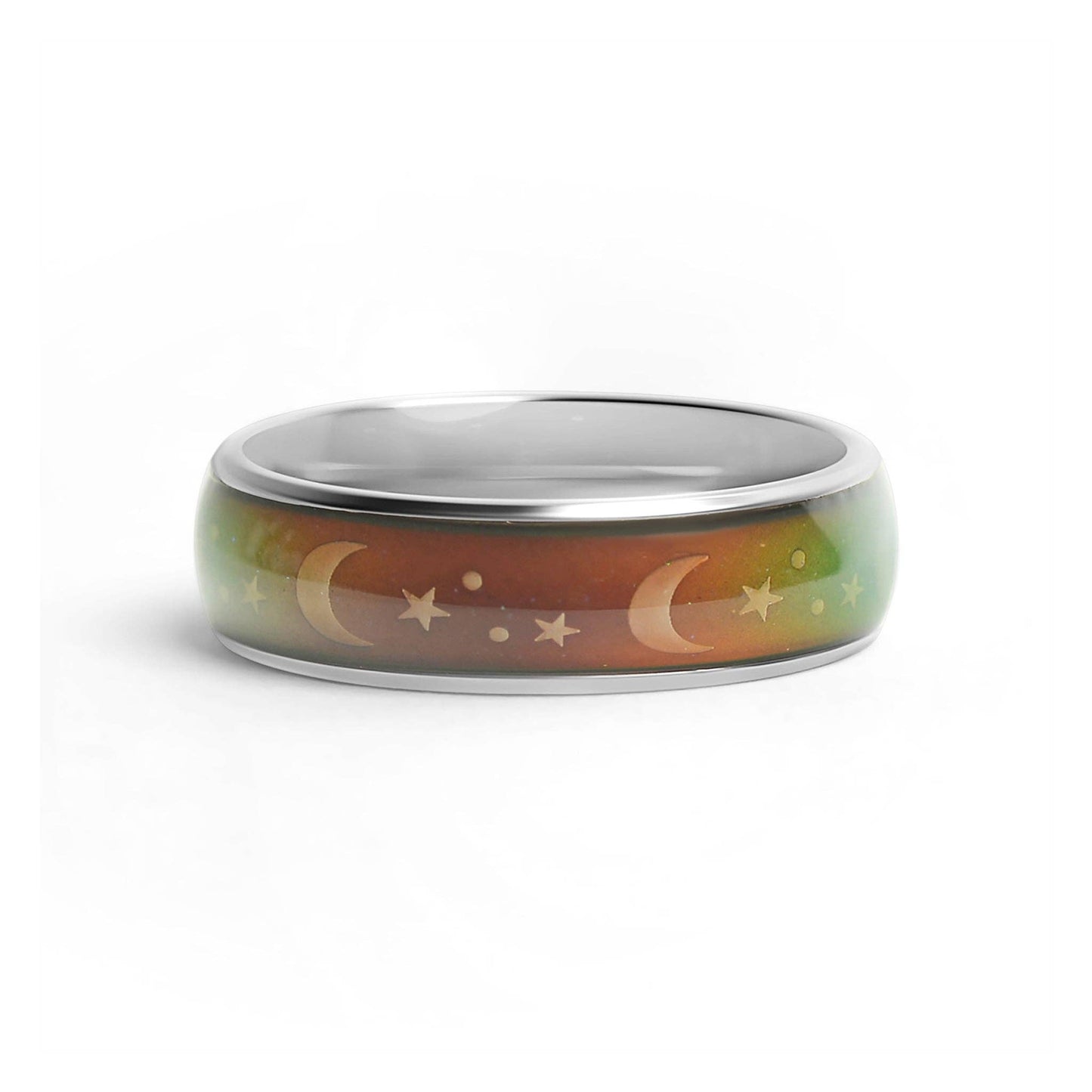 Mood Band With Stars And Moons Stainless Steel Ring
