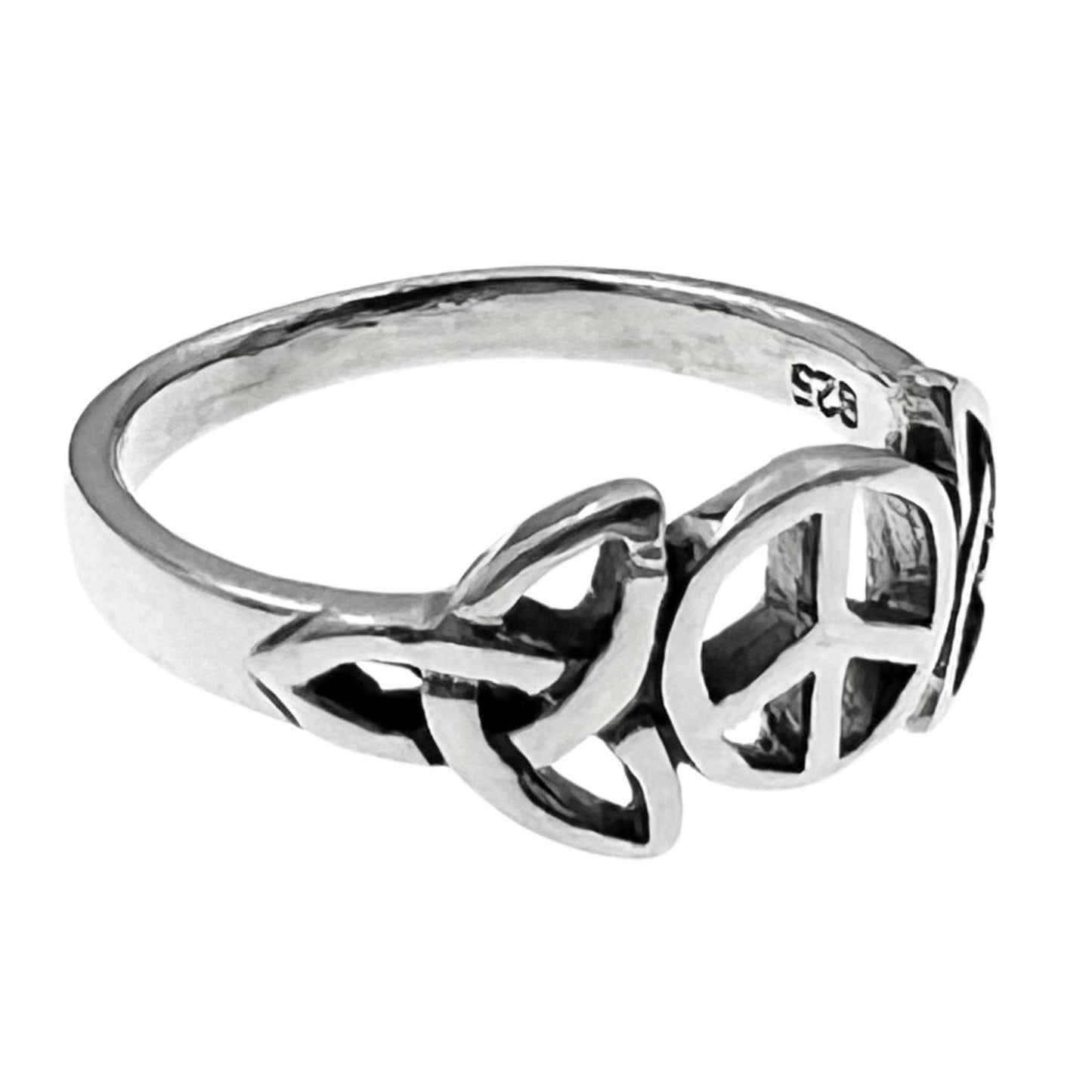 Sterling Silver Celtic Peace Symbol Ring