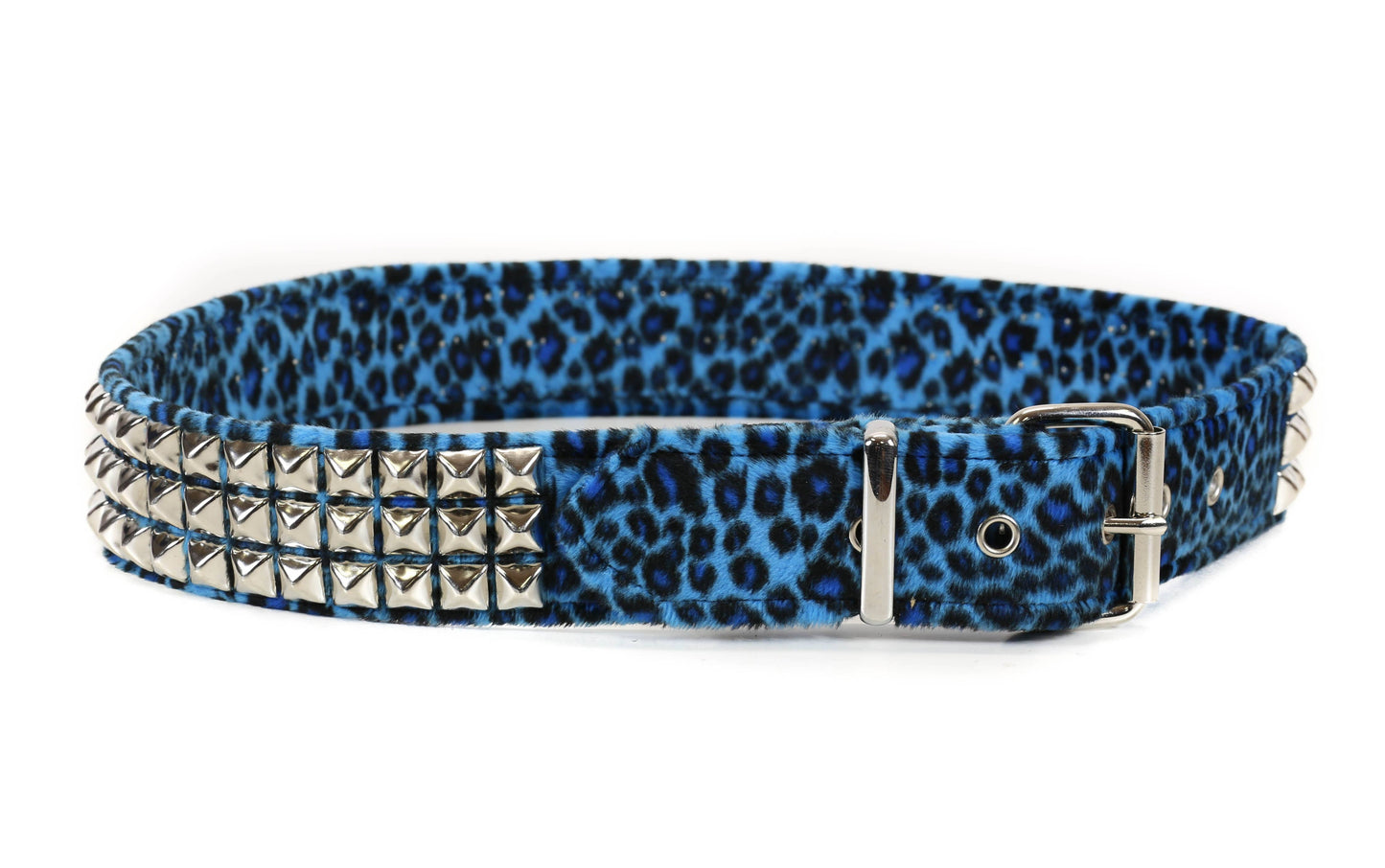 Leopard Fuzzy Fabric Studded Belt