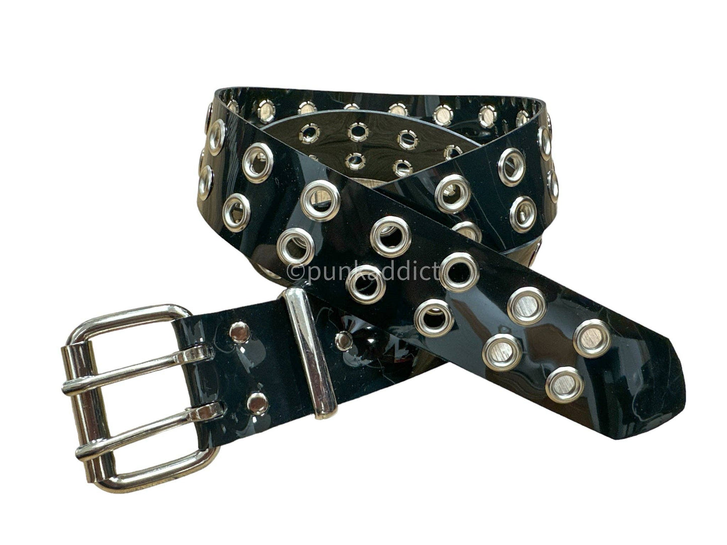 Blk Pvc Vnyl Black Grommet Belt