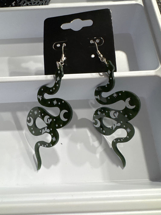 Green Snake Earrings