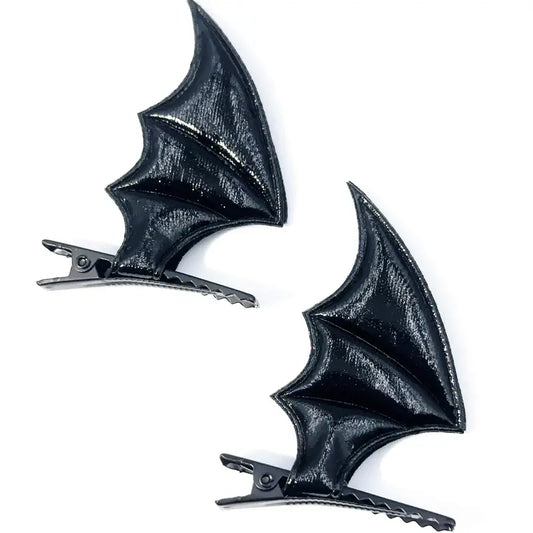 Midnight Flutter Hair Clips: Set of Two Bat Wings