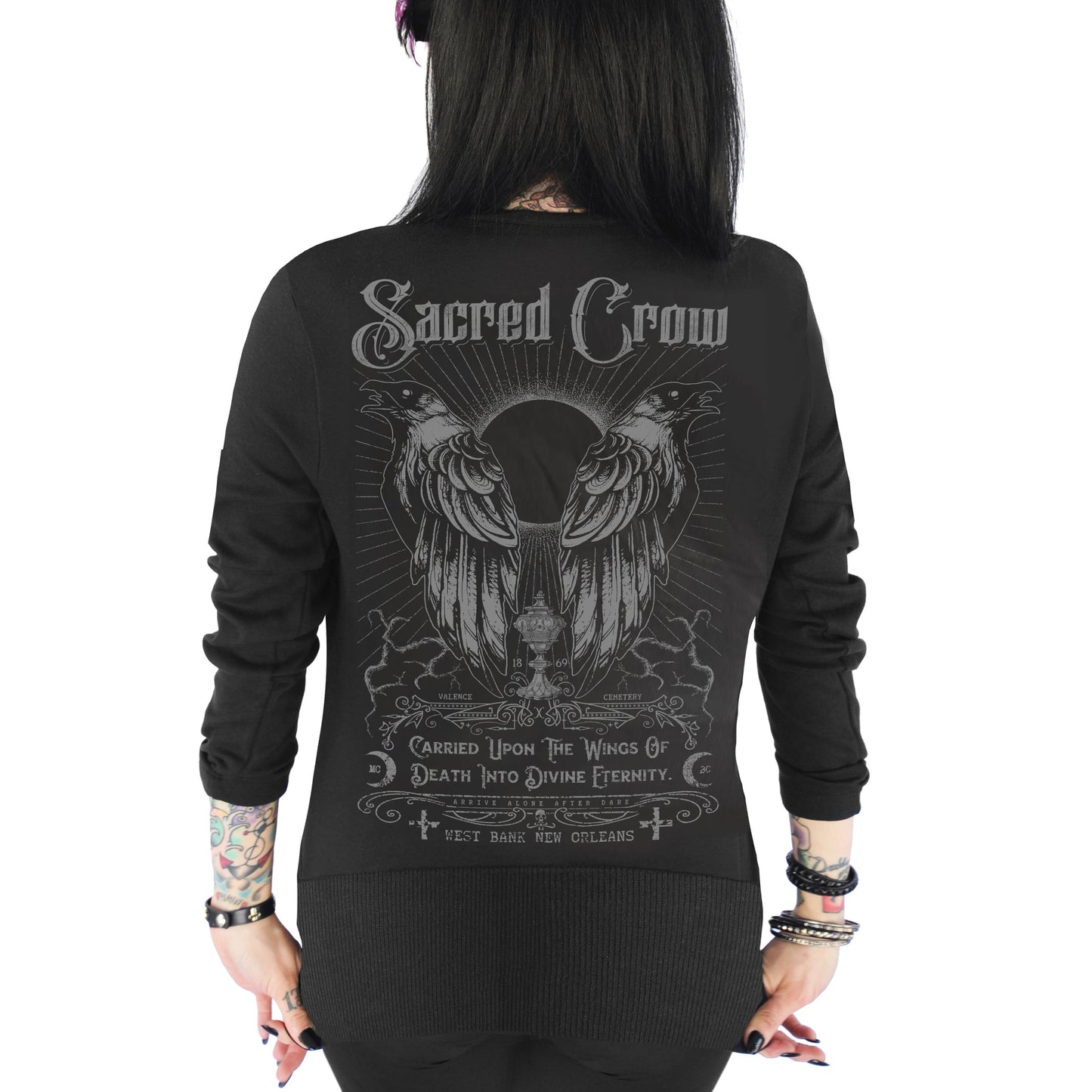 SACRED CROW WOMEN'S V-NECK CARDIGAN