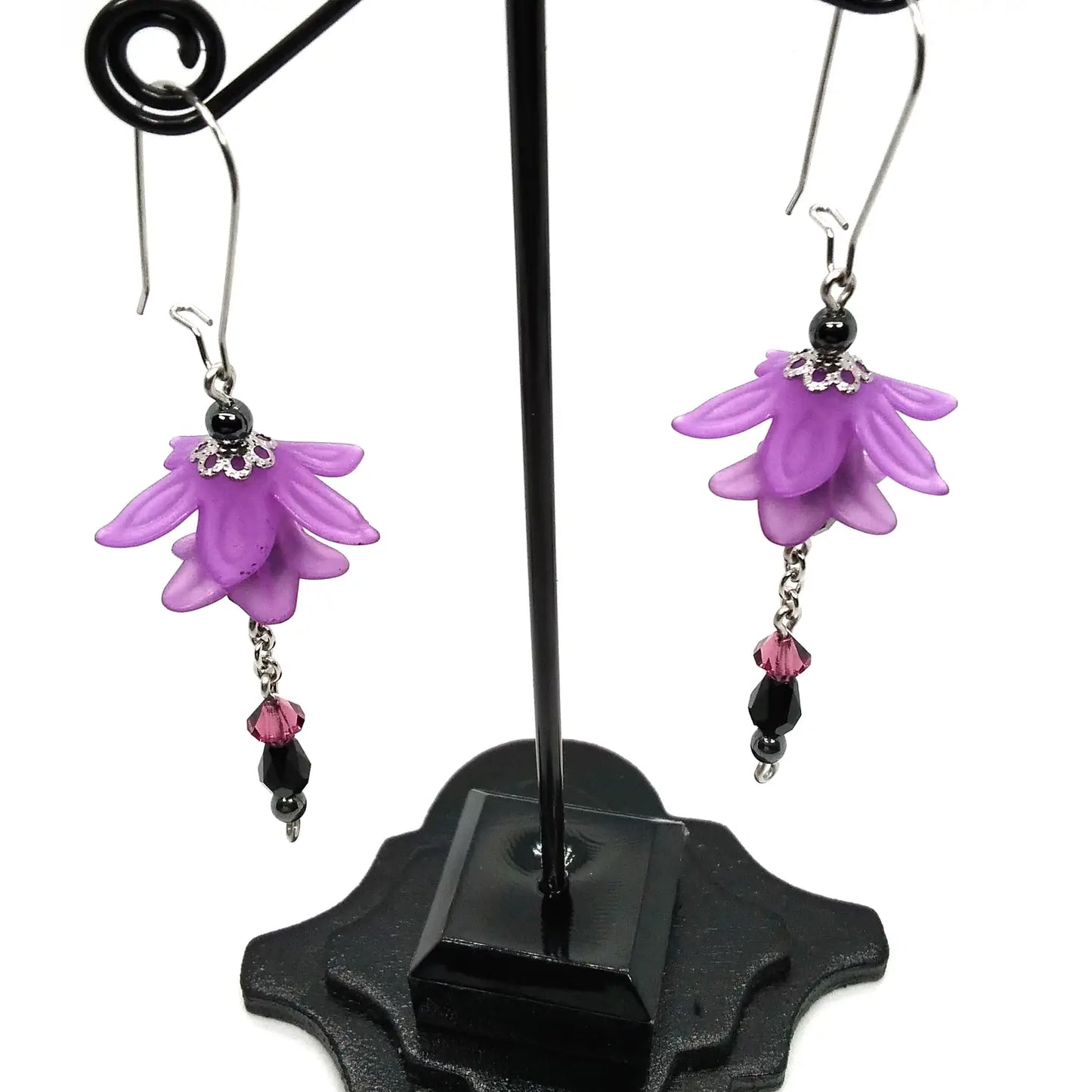 Flower Dangle Earrings Nightshade Purple