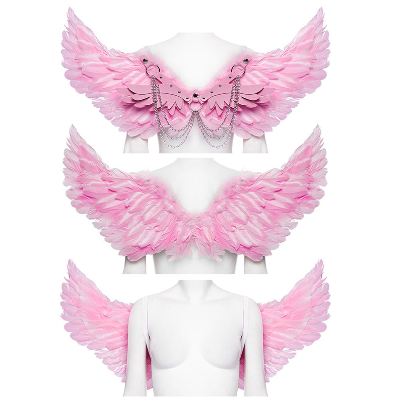 Vivid Demon Feather Wings Elastic Rubber Straps Artificial Feathers And Leather Feather Wing Harness