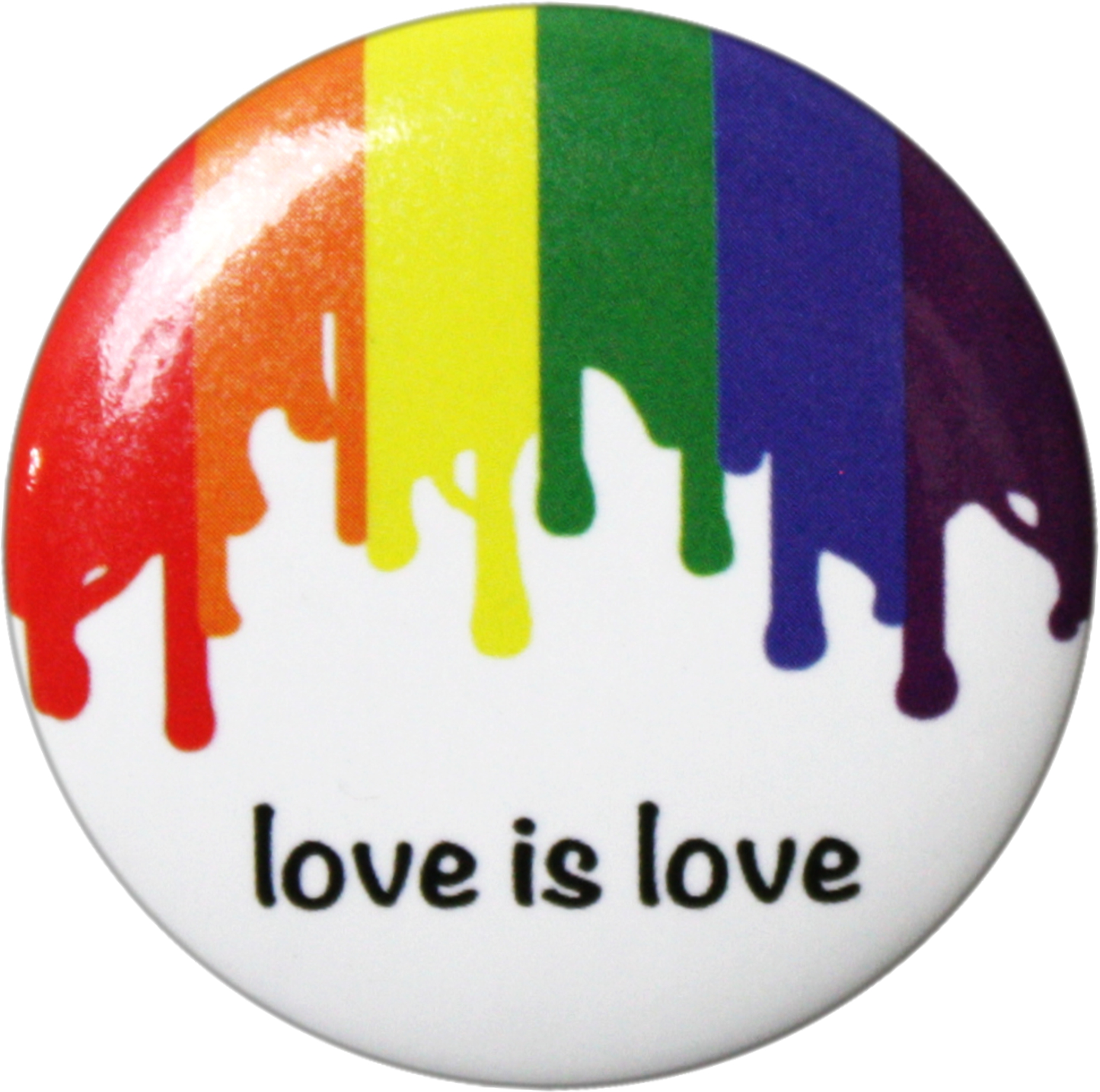 Pin-on Button - 1.25 Inch - "Love Is Love" - Pride Rainbow