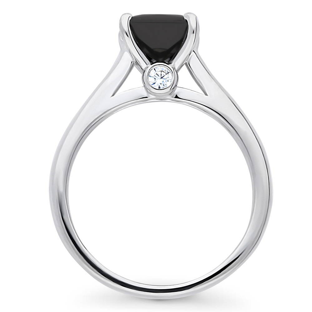 Sterling Silver Solitaire Promise Black CZ Ring