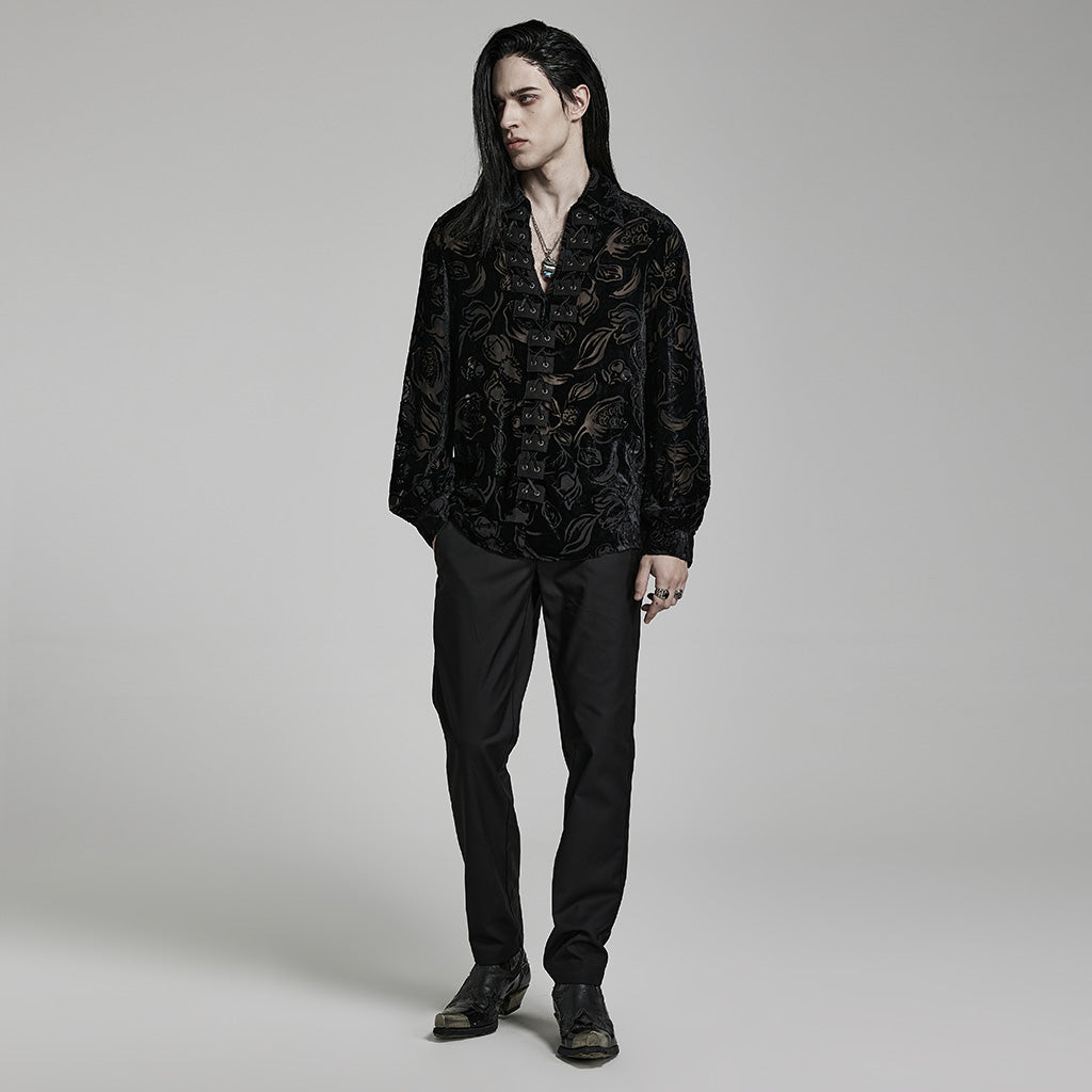 Goth Piranha Pattern Velvet Shirt