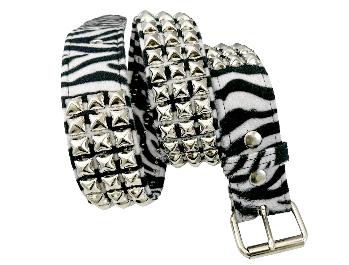 Leopard Fuzzy Fabric Studded Belt