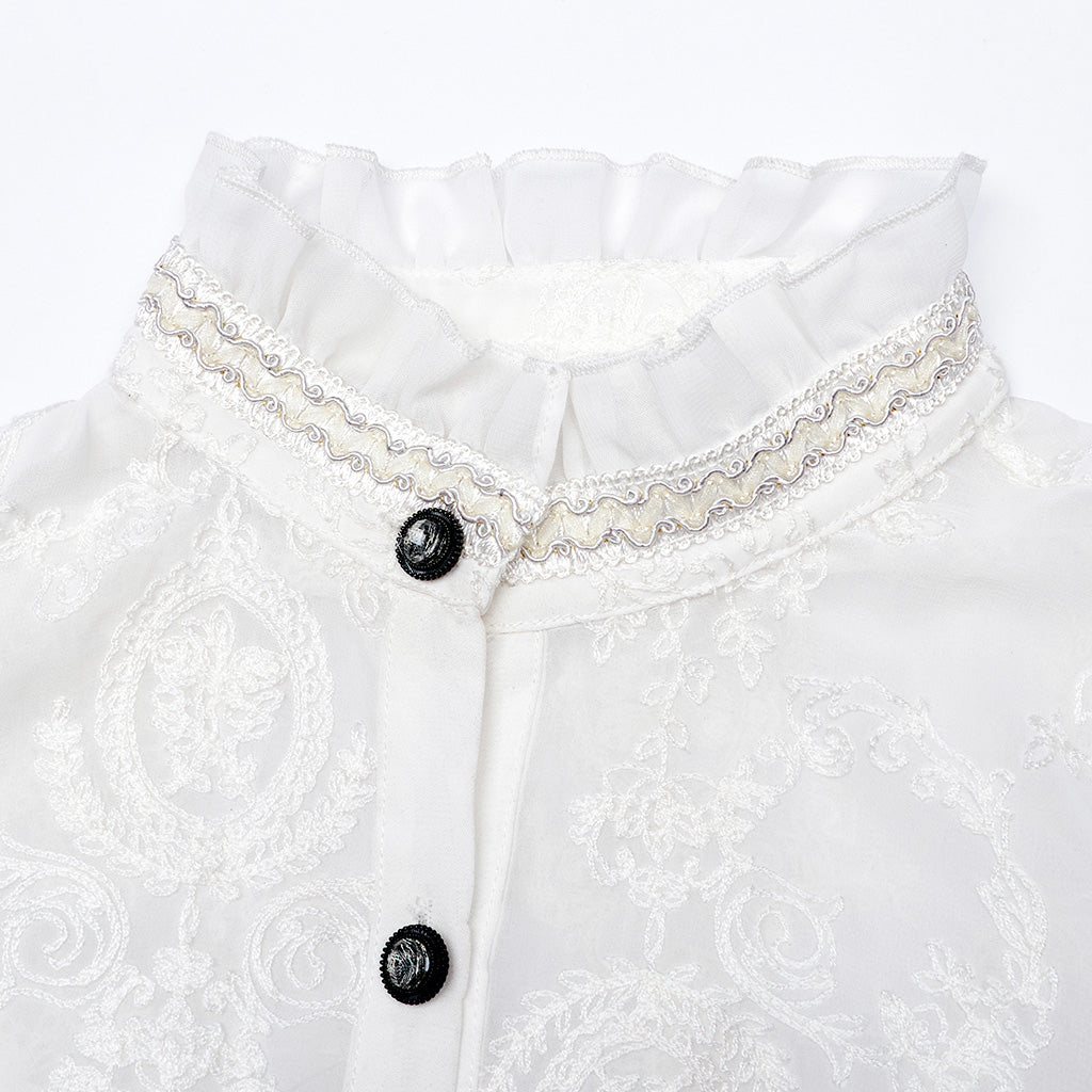 Gothic Chiffon Embroidered Perspective Blouse