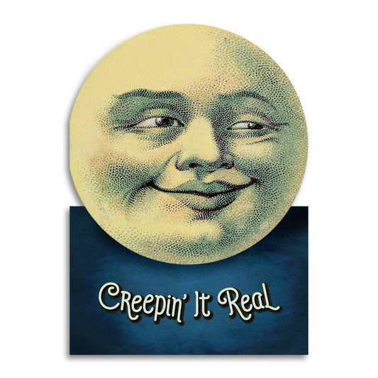 Halloween Card - Creepin' It Real - Funny Vintage Moon
