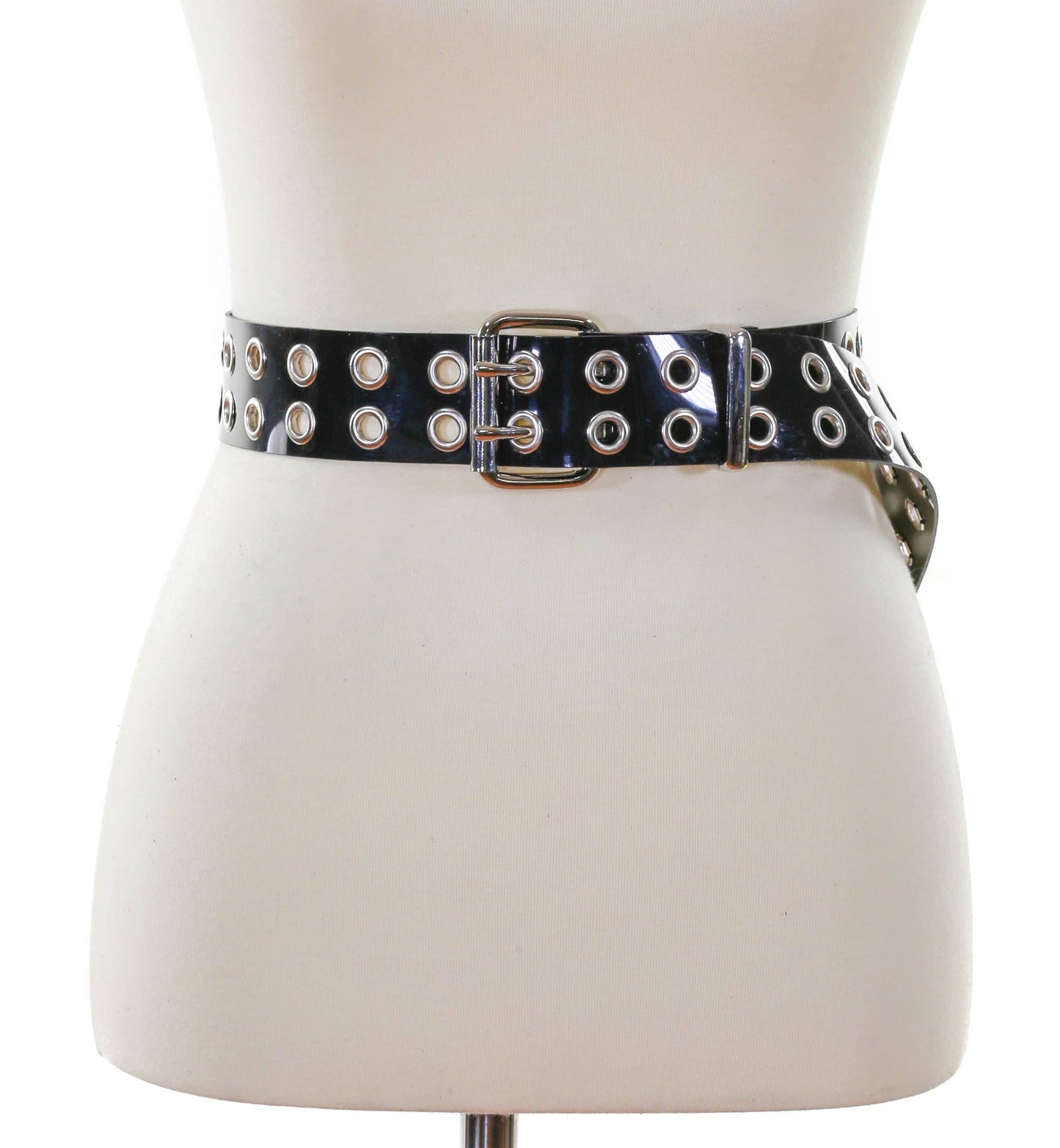 Blk Pvc Vnyl Black Grommet Belt