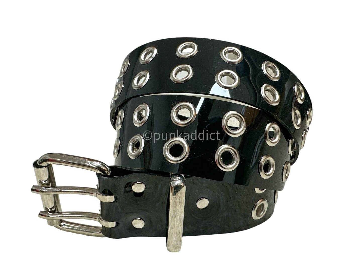 Blk Pvc Vnyl Black Grommet Belt