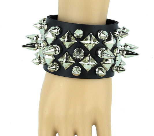 Diamond Stud 1" and 1/2" Spike Cuff