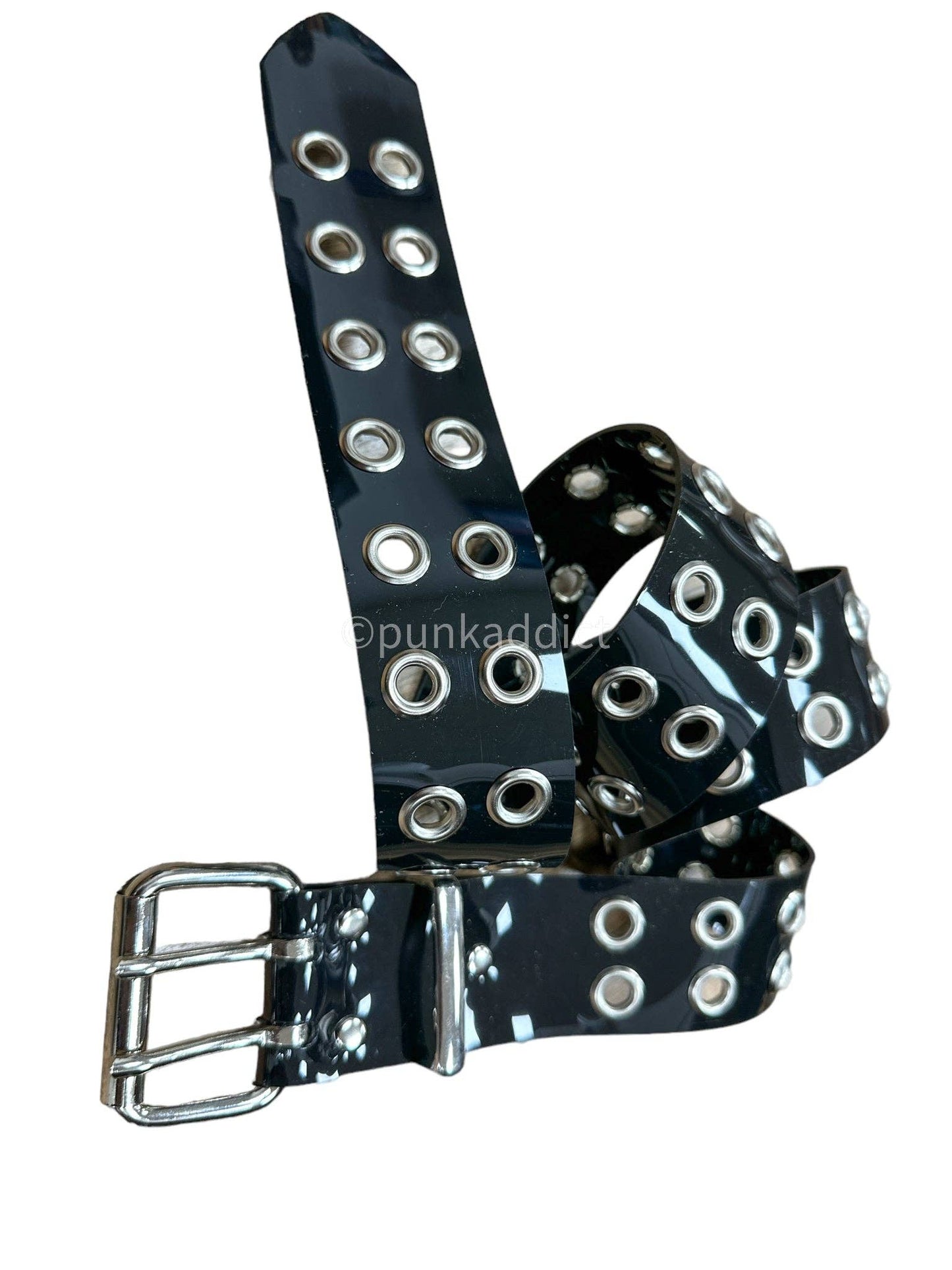 Blk Pvc Vnyl Black Grommet Belt