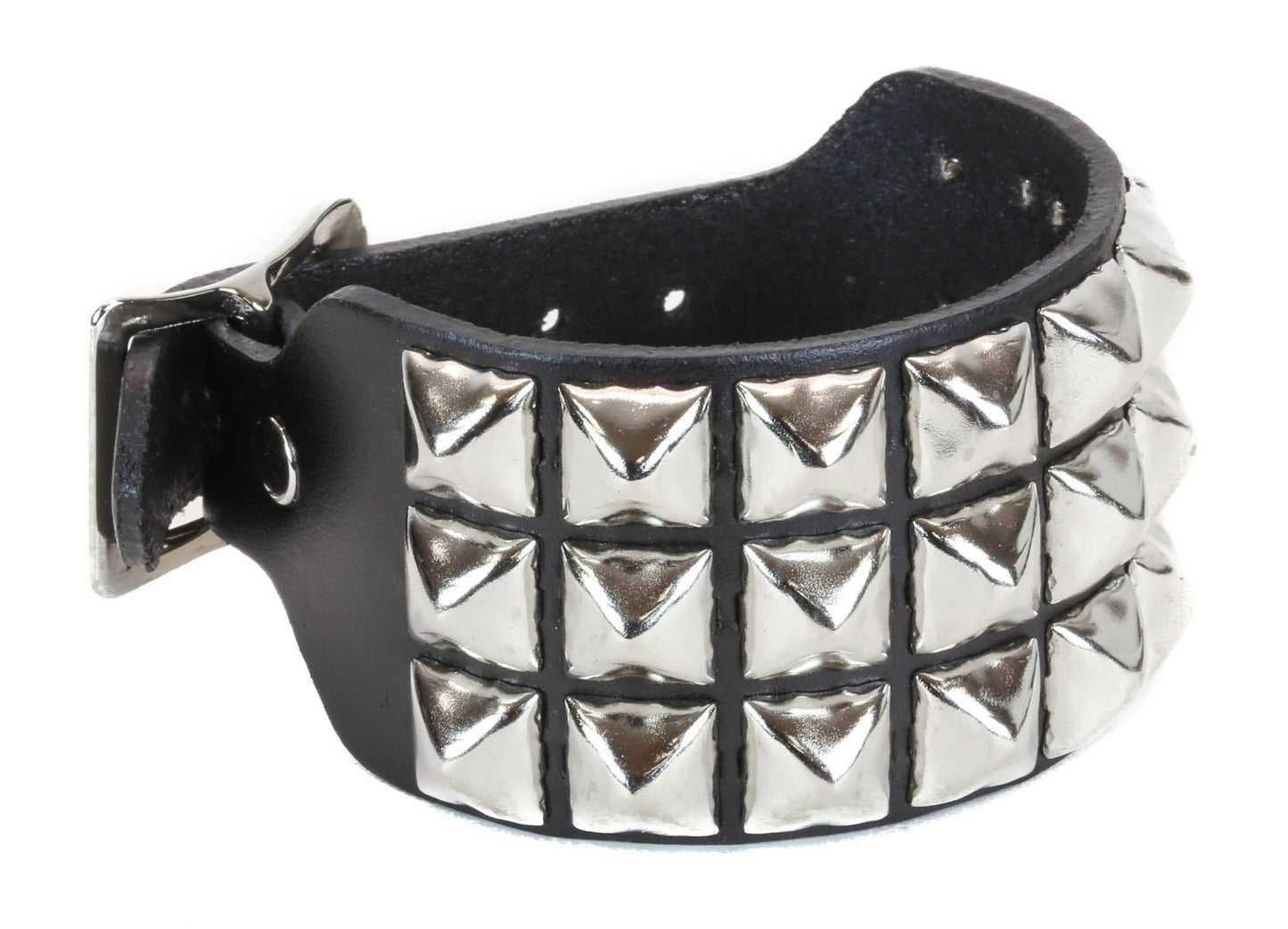 Buckle Bracelet With 3 row 1/2 in pyramids