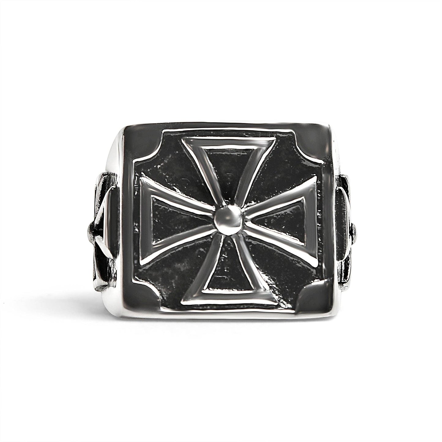 Stainless Steel Large Maltese Cross Signet Ring
