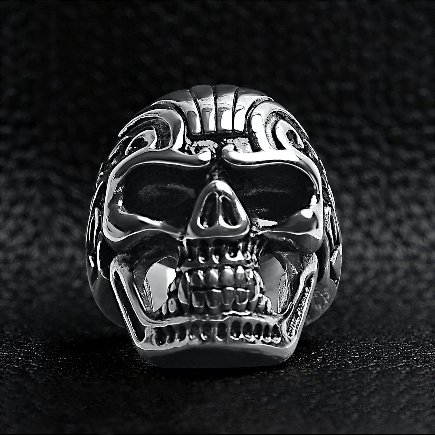 Detailed Stainless Steel Skull Ring