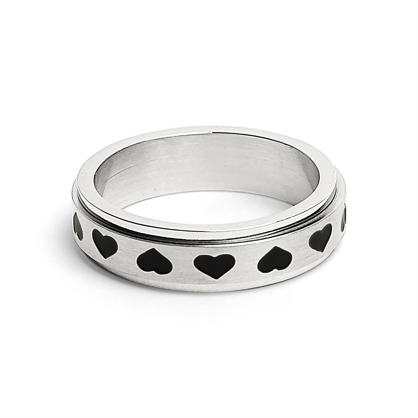Black Hearts Spinner Ring