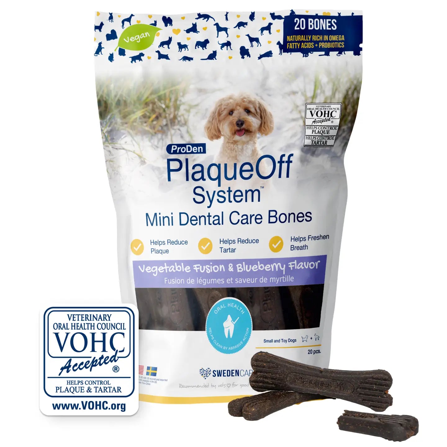 ProDen PlaqueOff System® Mini Dental Care Bones - Blueberry