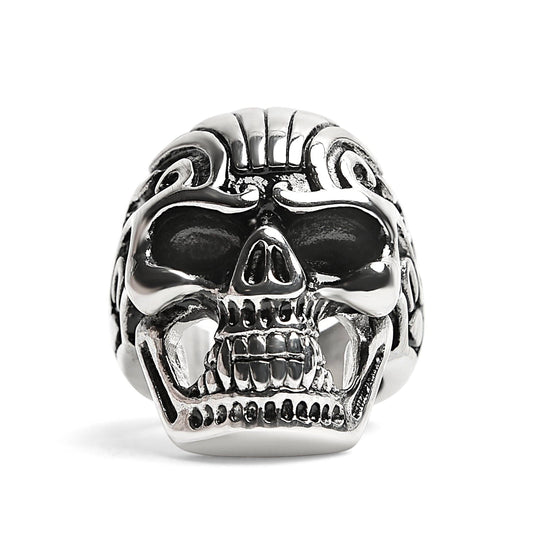 Detailed Stainless Steel Skull Ring