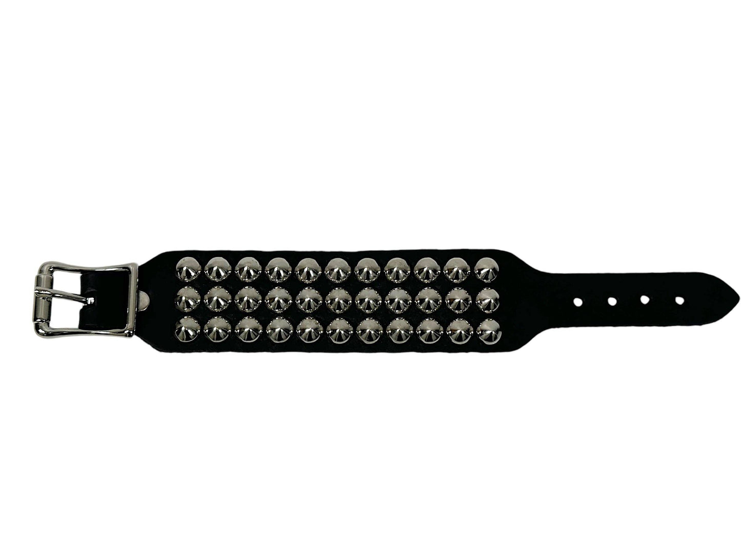 Buckle Bracelet with 3 Row Conical Studs