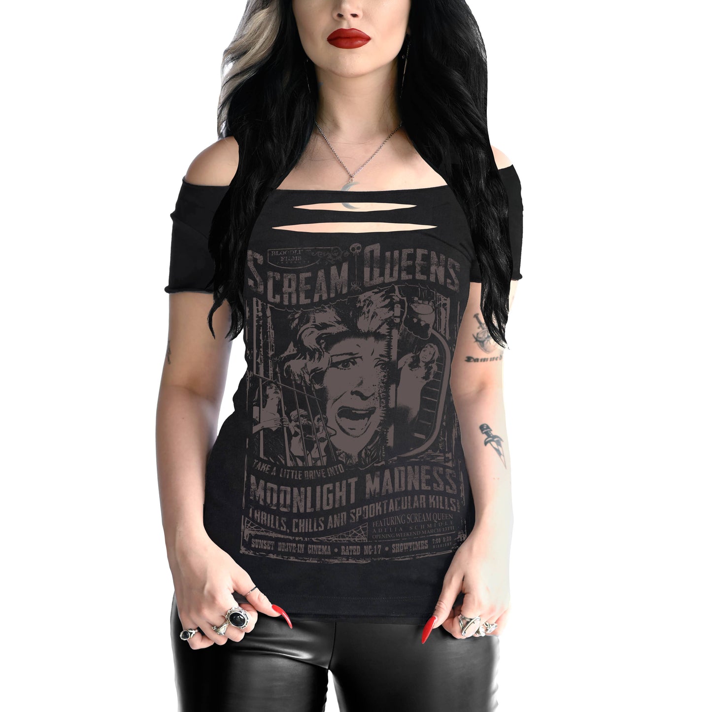 SCREAM QUEENS OFF SHOULDER SLASHER TEE
