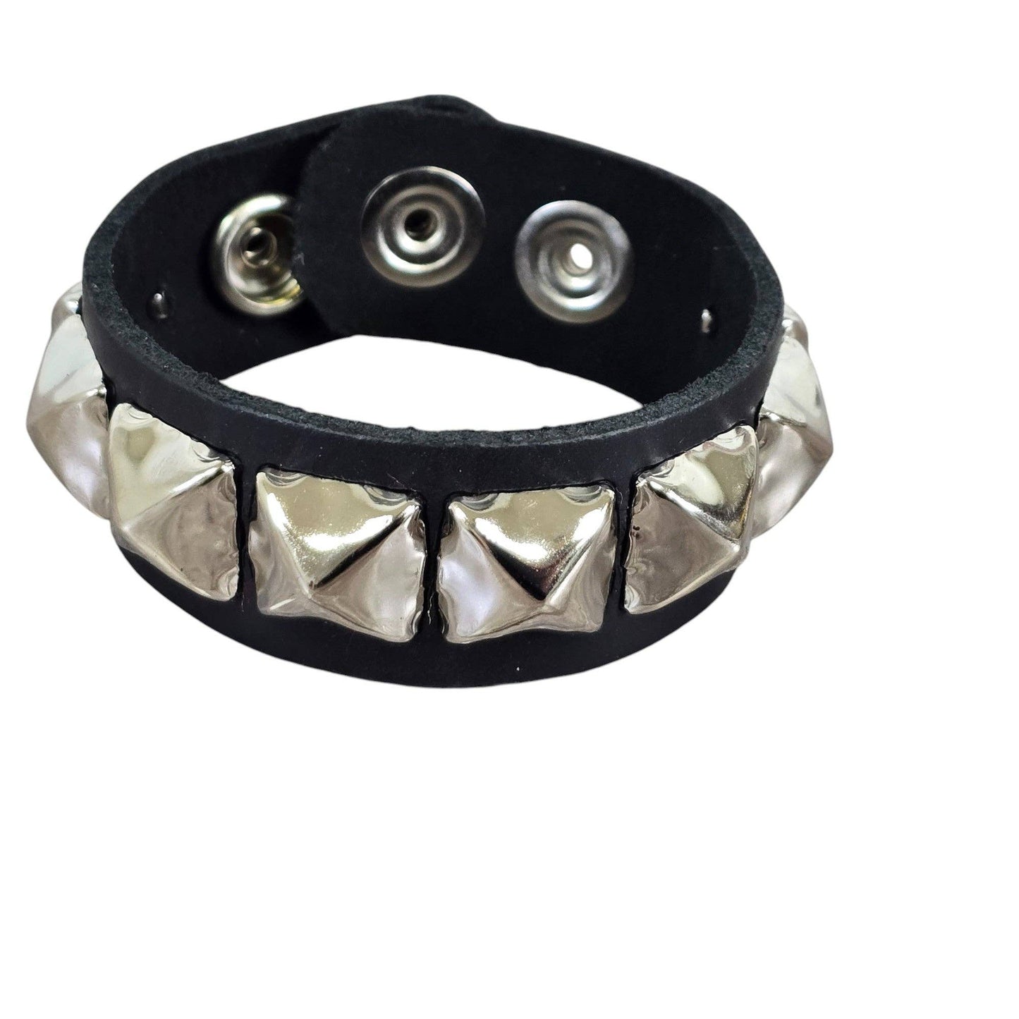 Pyramid Studded Leather Snap Bracelet