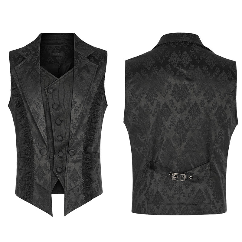 Goth Lace Jacquard Lapel Waistcoat