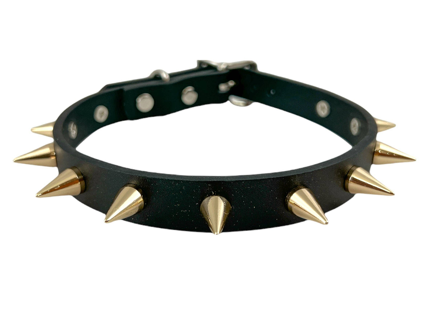 Black Leather Small Cone Spikes Choker