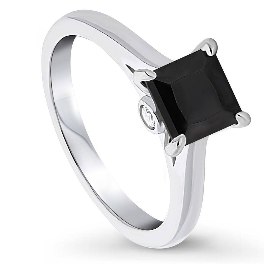 Sterling Silver Solitaire Promise Black CZ Ring