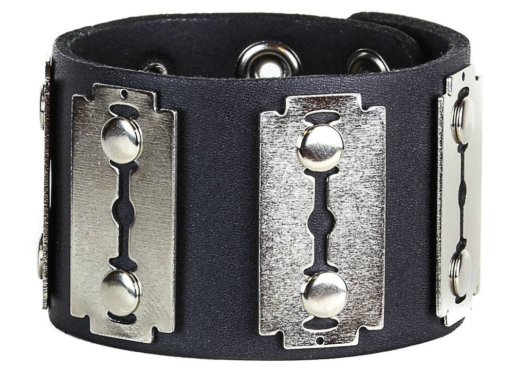 Razor Blade Leather Bracelet