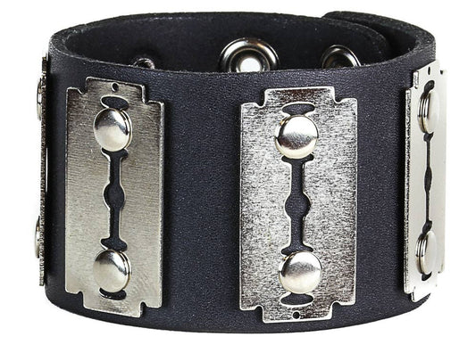 Razor Blade Leather Bracelet
