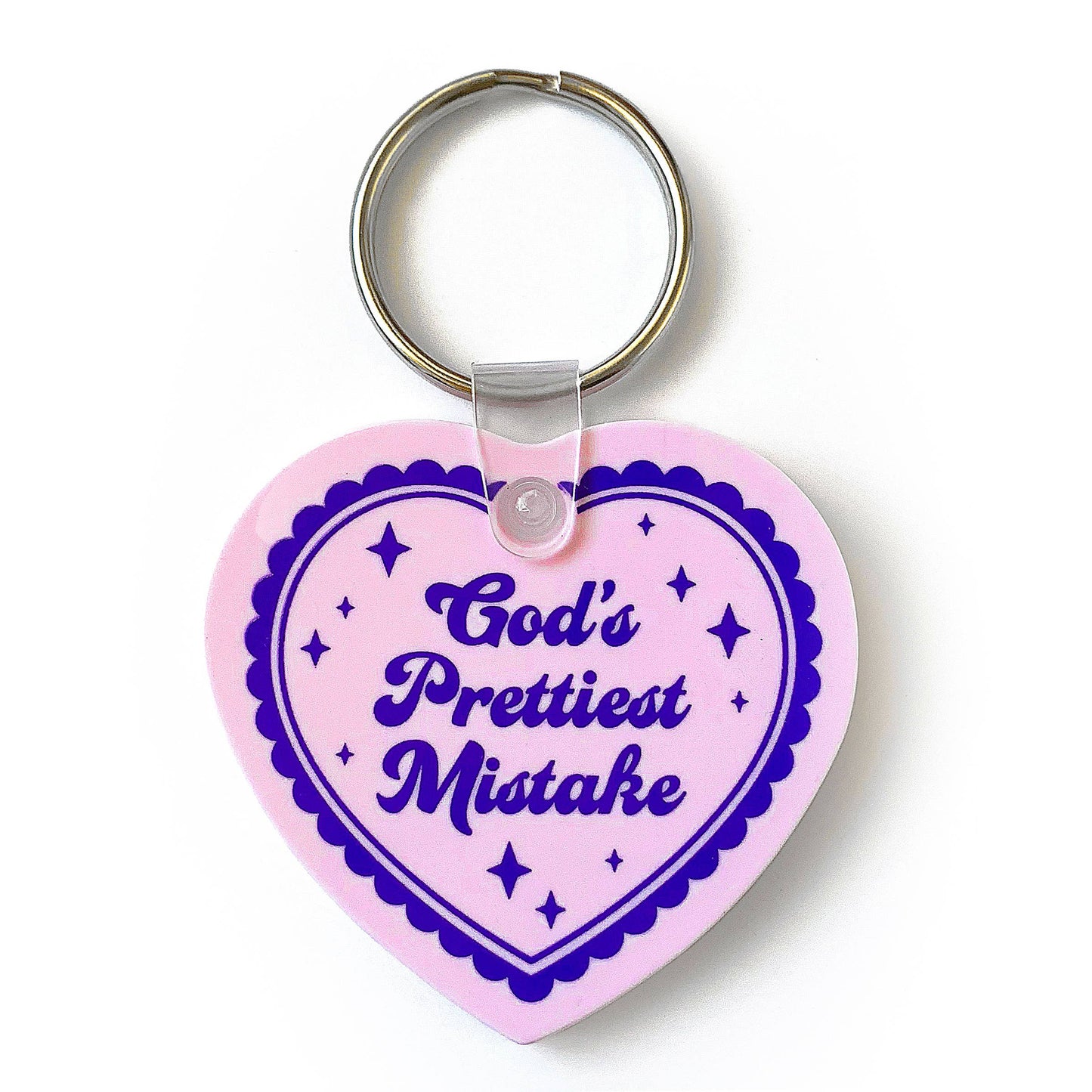 God's Prettiest Mistake Heart Shaped Vinyl Keychain