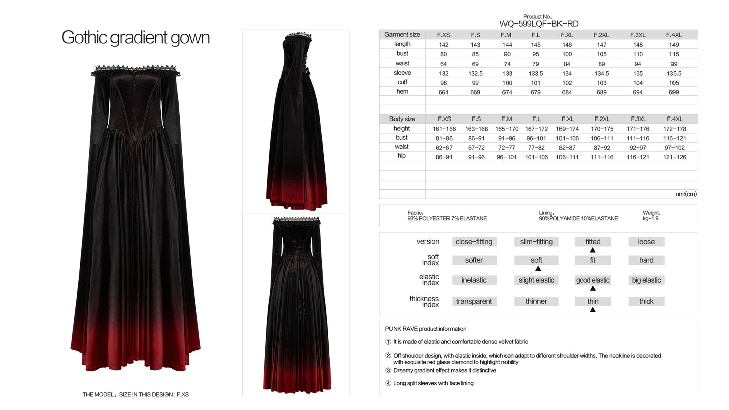 Gothic Gradient Sexy Off Shoulder Gown