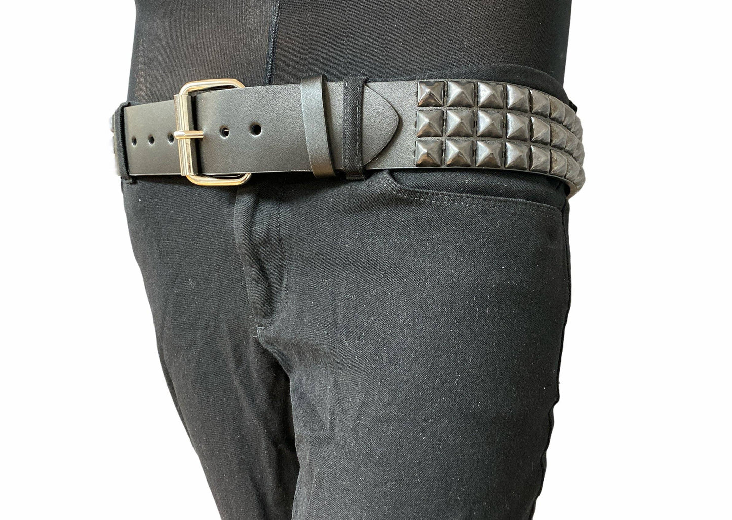 3 Row 1/2" Black Pyramid Belt