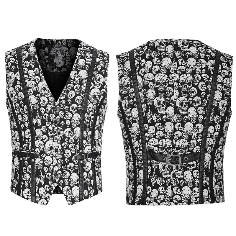 Goth Skull Pattern Waistcoat